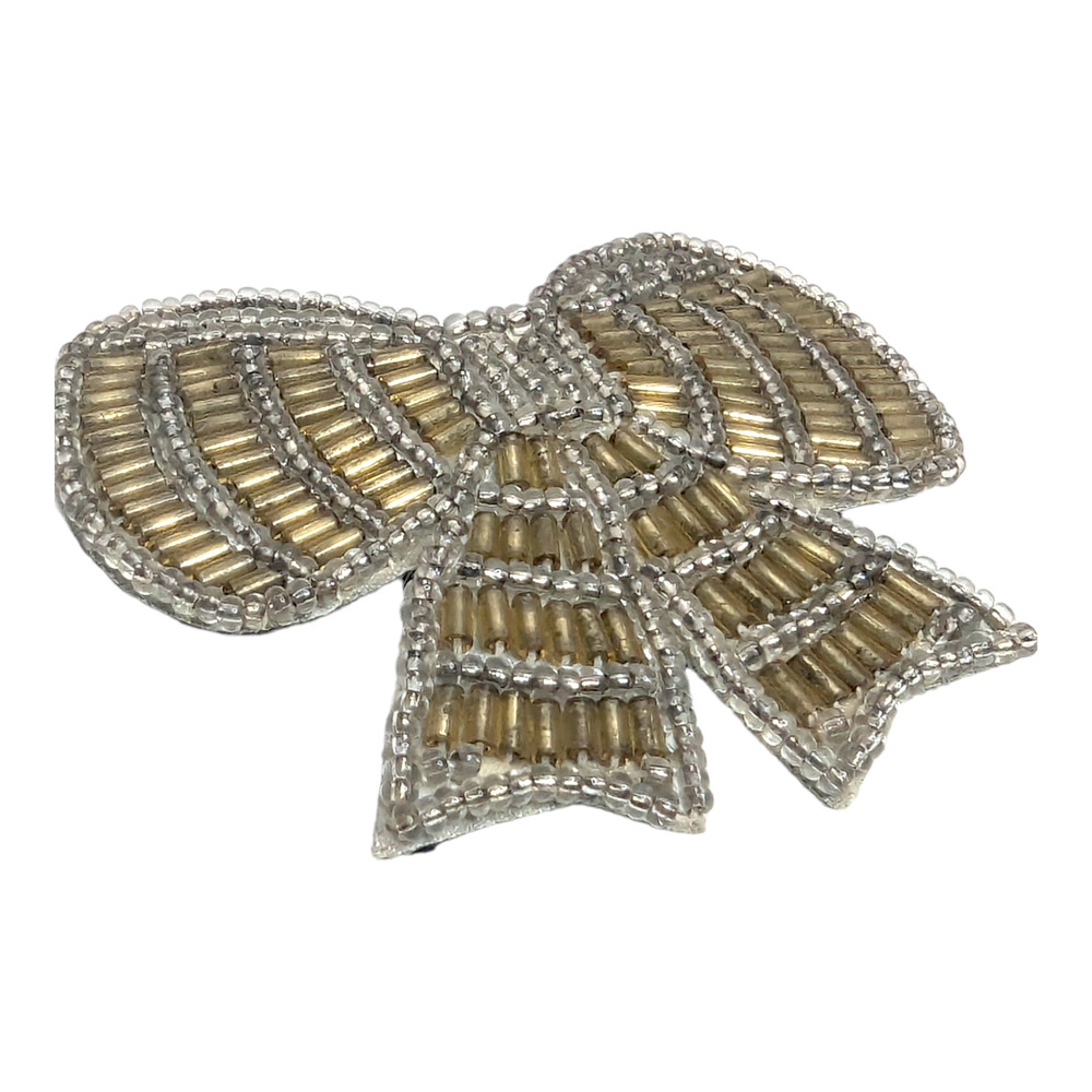 Avon 80s Handmade Fabric Back All That Glitters Sequin Bow Tie Brooch Pin No Box - Picture 2 of 4